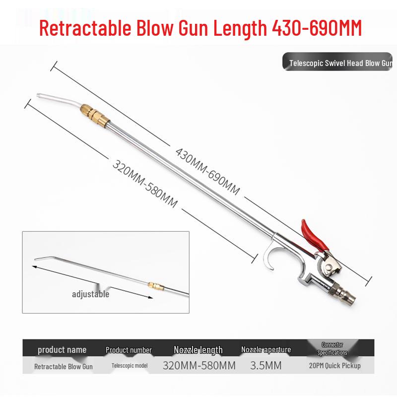 Extended High-Pressure Pneumatic Air Blower & Dusting Gun Tool