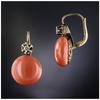 A Pair Of Coral Red Earrings With Circular Artistic Retro Style Lanterns, Ladies' Geometric Earrings Mom'S Gift