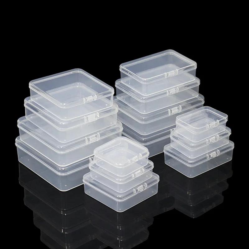 1 Piece Square PP Plastic Box Rectangular Storage Transparent Flip Cover Storage Parts Multifunctional Product Jewelry Packaging