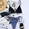 Bikini Set Bandage Lesklá dvoudílná sada plavek pro ženy Sexy špagetová ramínka
