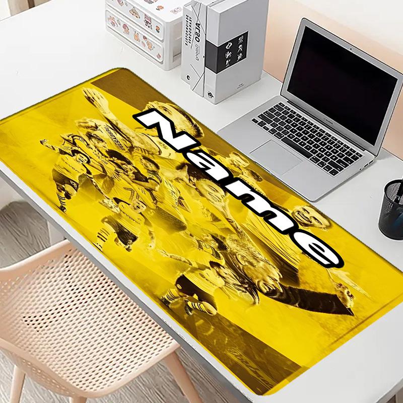 Custom Name Personalized Borussia Dortmund Pattern Mousepad, Laptop PC Desk Mat, Decorative Desk Mat for Home Keyboard Pad Gift