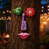 Flower Eyes Tree Decoration Colorful Trunk Face Decor, Outdoor Faces, Trees Yard Art Sun-proof Ornament Statues, Garden Cute Funny Creative for Patio