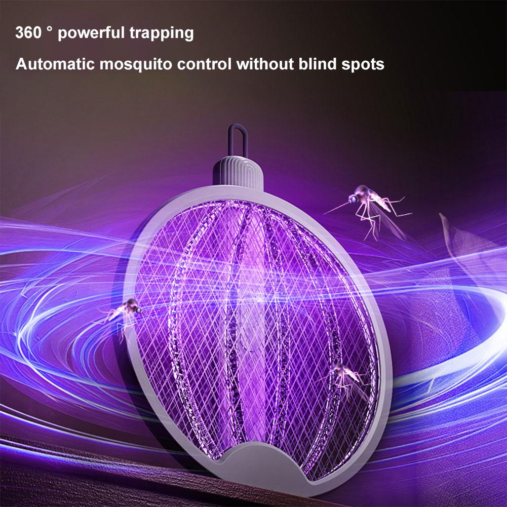 Foldable Bug Zapper Racket Rechargeable Electric Fly Swatter Fly Killer and Mosquito Trap Lamp for Indoor and Outdoor