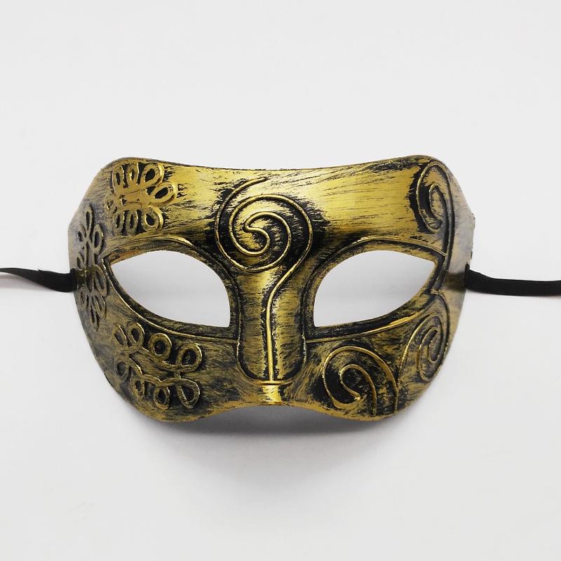 Halloween Horror Ball Party Mask Retro Jazz Flat Head Antique Half Face Bar Cosplay Decoration Props Men and Women Gold Silver