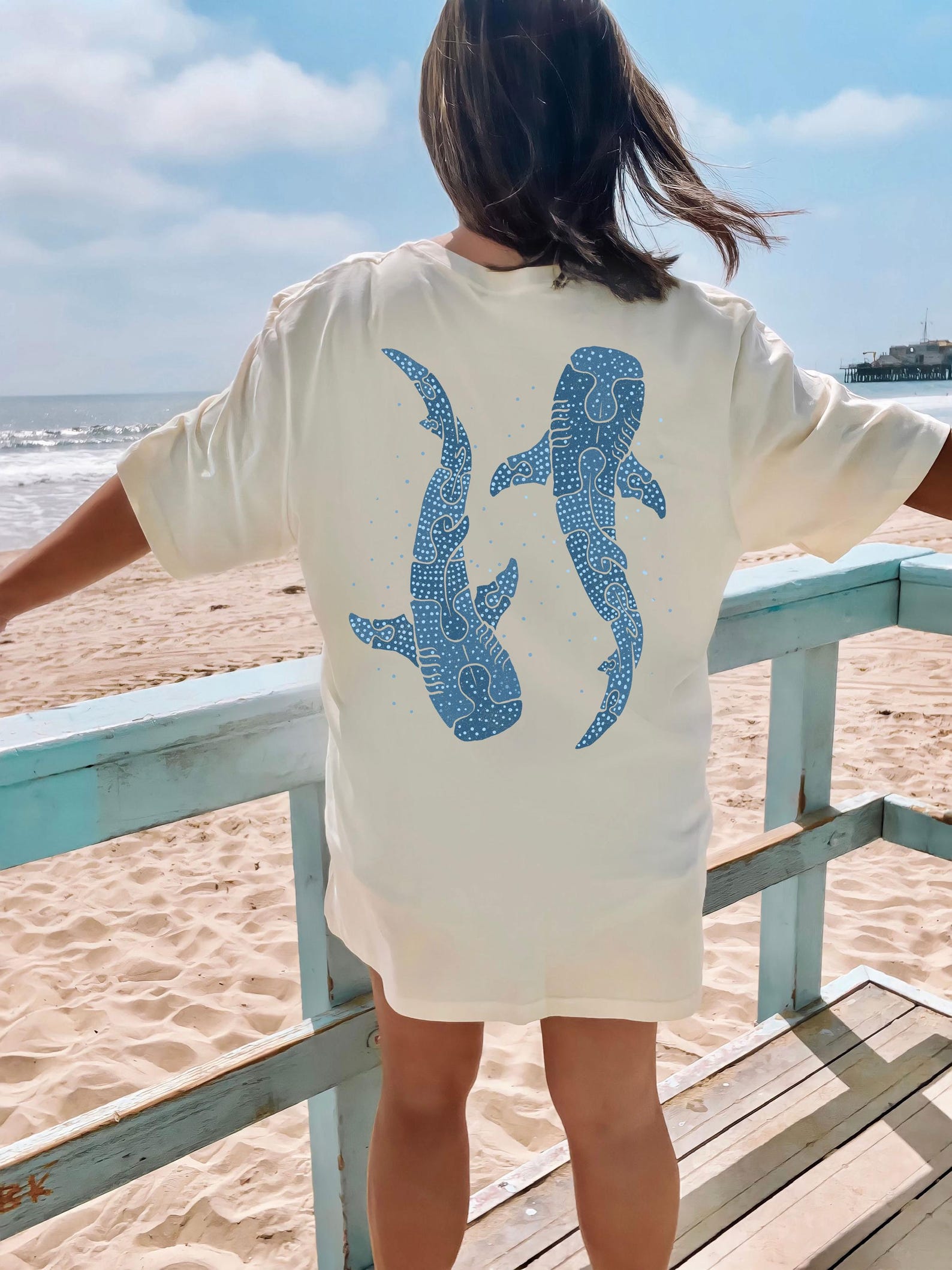 Puzzle Whale Shark T-Shirt, Geometric Shark Graphic Tee, Ocean Lover Marine Life Shirt S