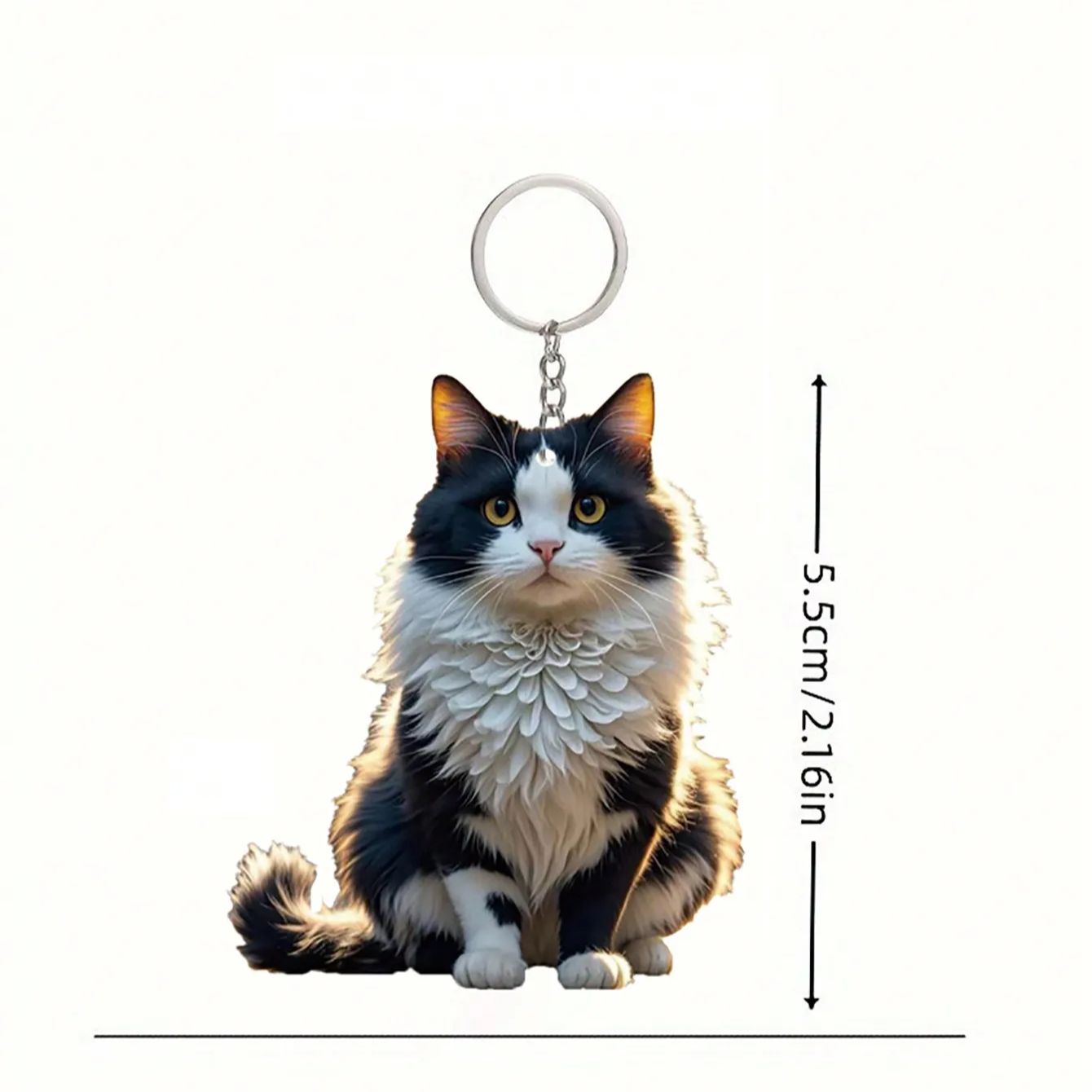 

A cute black and white classic style cat keychain animal themed backpack decoration car key pendant pet enthusiast gift