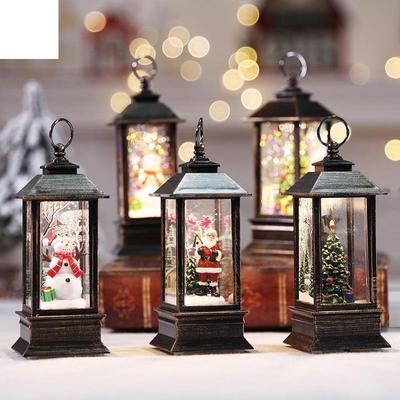 Weihnachtslaterne, quadratisch, LED-Licht, batteriebetrieben, Weihnachtsbaum-Szene, glitzernde Hängelaterne für Weihnachten, Heimdekoration, Geschenk