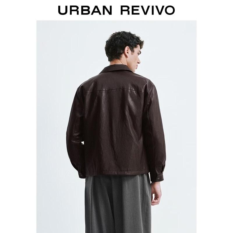 UR Men's PU Lapel Button Jacket