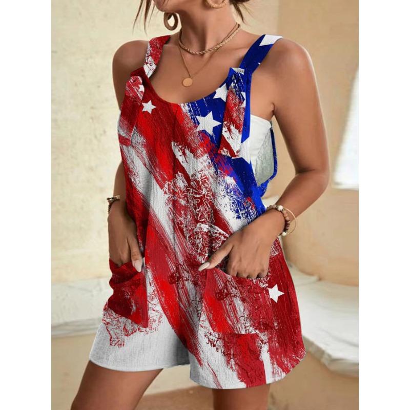 

Женские новые повседневные шорты с принтом и карманом-халтер, цельные брюки 5XL