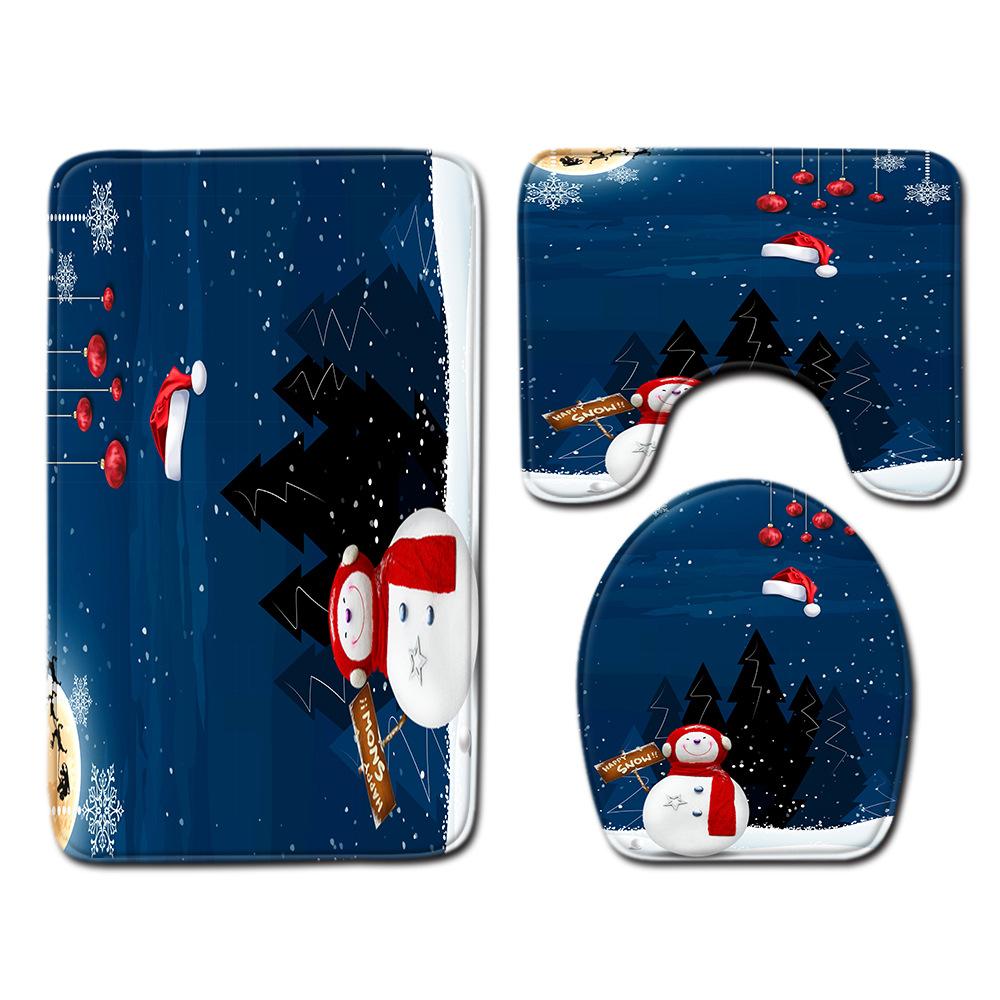 Christmas Bathroom Floor Mat Toilet Three-Piece Set