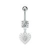 Fashion Heart Stainless Steel Belly Button Ring Shiny Zircon Dangle Navel Ring For Women Sexy Body Piercing Beach Jewelry