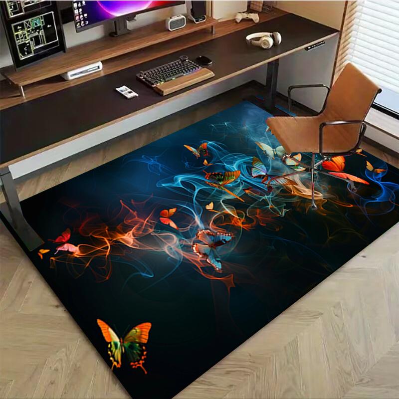 1pc. Colorful Butterfly Home Decor Rug, Office Carpet, Chair Mat, Outdoor Rug Gift for Nature Lovers