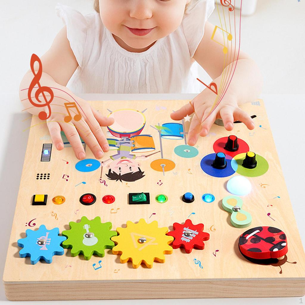 Children Busy Board,Wood Sensory Board,Fine Motor Skills,Portable,Travel Activity Educational Toys