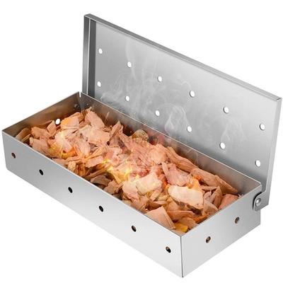 HHO-For Indoor Outdoor BBQ Smoker Box Stainless Steel Charcoal Gas Barbecue Wood Chip For Grill Meat Smoke Flavor Infusion