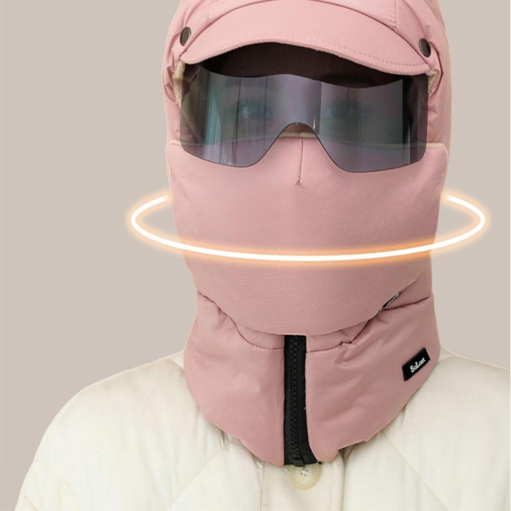 Windproof Full Face Cover Outdoor with Goggles Winter Cycling Cold Windscreen Ski Mask Bike Warm Padded And Thickened Head Cover