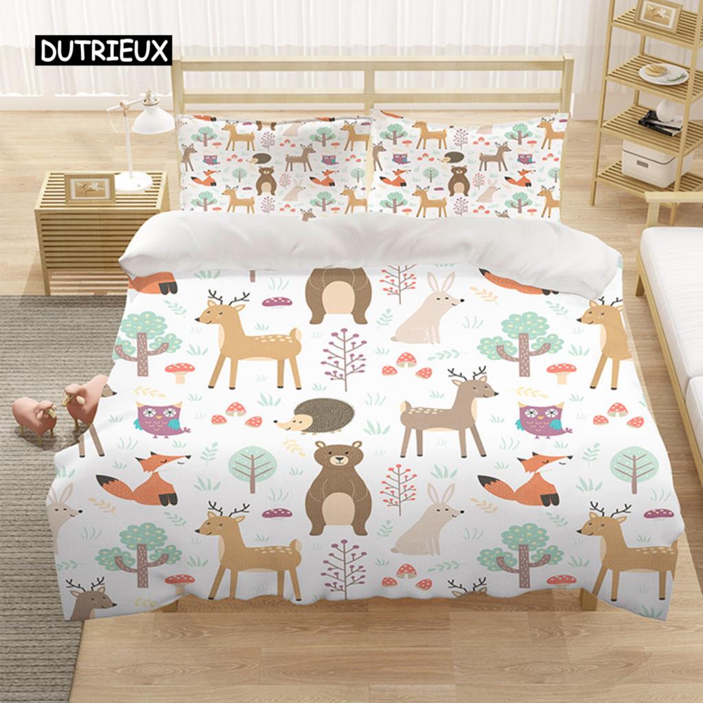 Cartoon Königin König Bettbezug Niedliche Tiere Bettwäscheset Kinder Jungen Mädchen Oktopus Seestern Blau Weich 2/3tlg. Polyester Steppdeckenbezug
