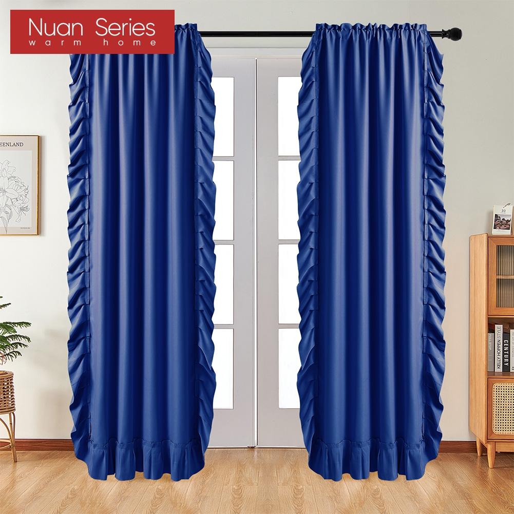 1 Stück, Nuan-Serie, 70–80 % Verdunkelung, einfarbige Verdunkelungsvorhänge mit gerüschtem Rand für die Heimdekoration im Wohnzimmer, Schlafzimmer