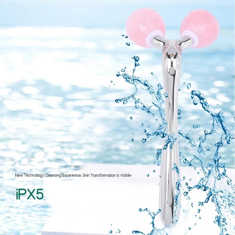 3D Roller Jade Massager For Face Rose Quartz Natural Stone Facial Massage 360 Rotate Wrinkles Remove Skin Care Lifting Tool