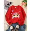 Girls Crew Neck SweatshirtCute Turtle with Flowers And Hearts, Soft Cozy Pullover, Warm Casual Outfit for Autumn & Winter