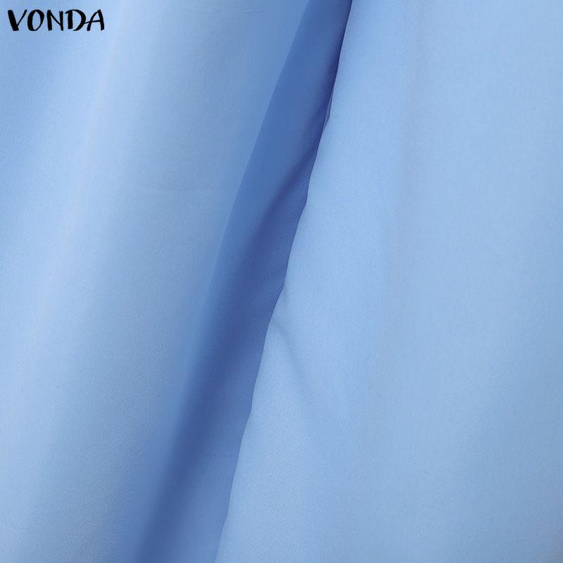 VONDA Women Casual High Zip-up Waist Casual Nonelastic Wide Leg Pants Trousers