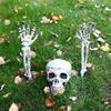 Halloween Glowing Skeleton Head Hands Arms Stakes Luminous Outdoor Decor for Lawn Garden Yard