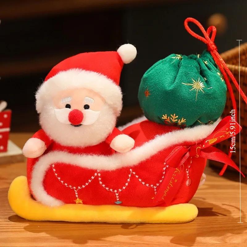 Santa Claus Doll Sleigh Car Penguin Snowman Plush Toy Christmas Desktop Ornament Decoration Gift