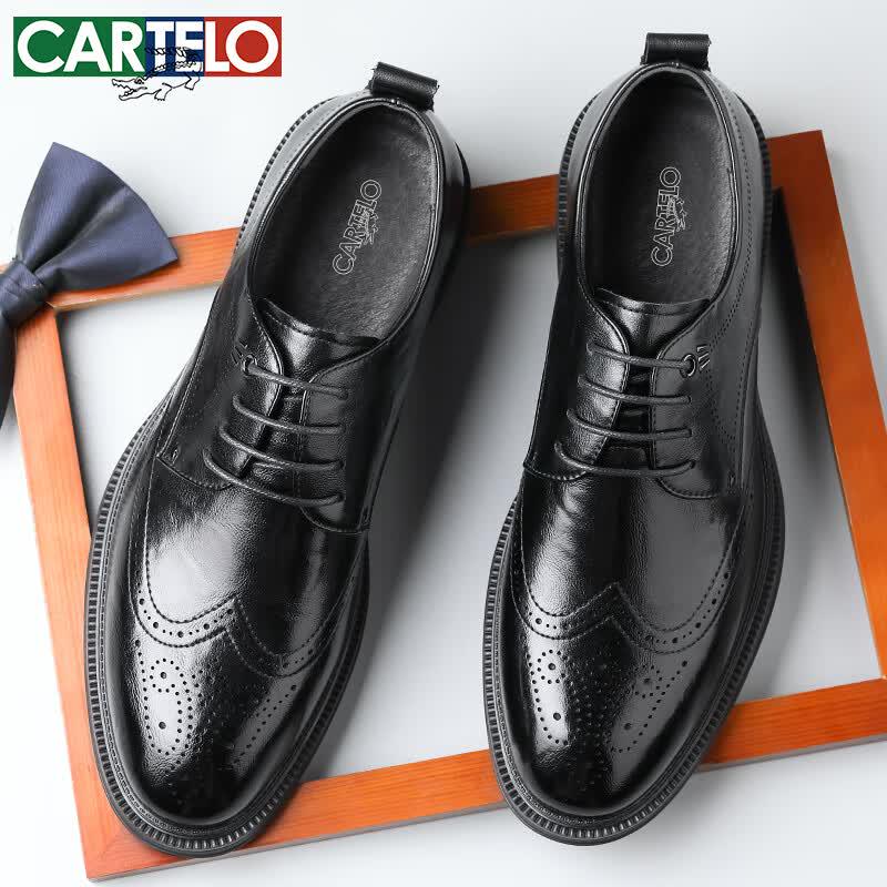 CARTELO Men s Leather Brogue Business Casual Shoes 43