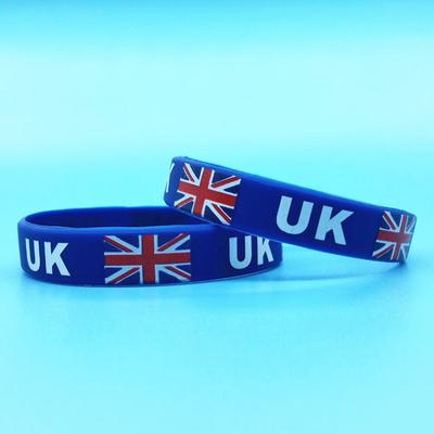 2 Stück UK-Flagge Silikon-Armband Sport Gummiband Vereinigtes Königreich Armband Großbritannien Handgelenkschlaufe Männer Frauen Armreif für Basketball-Fußball-Fans Zubehör