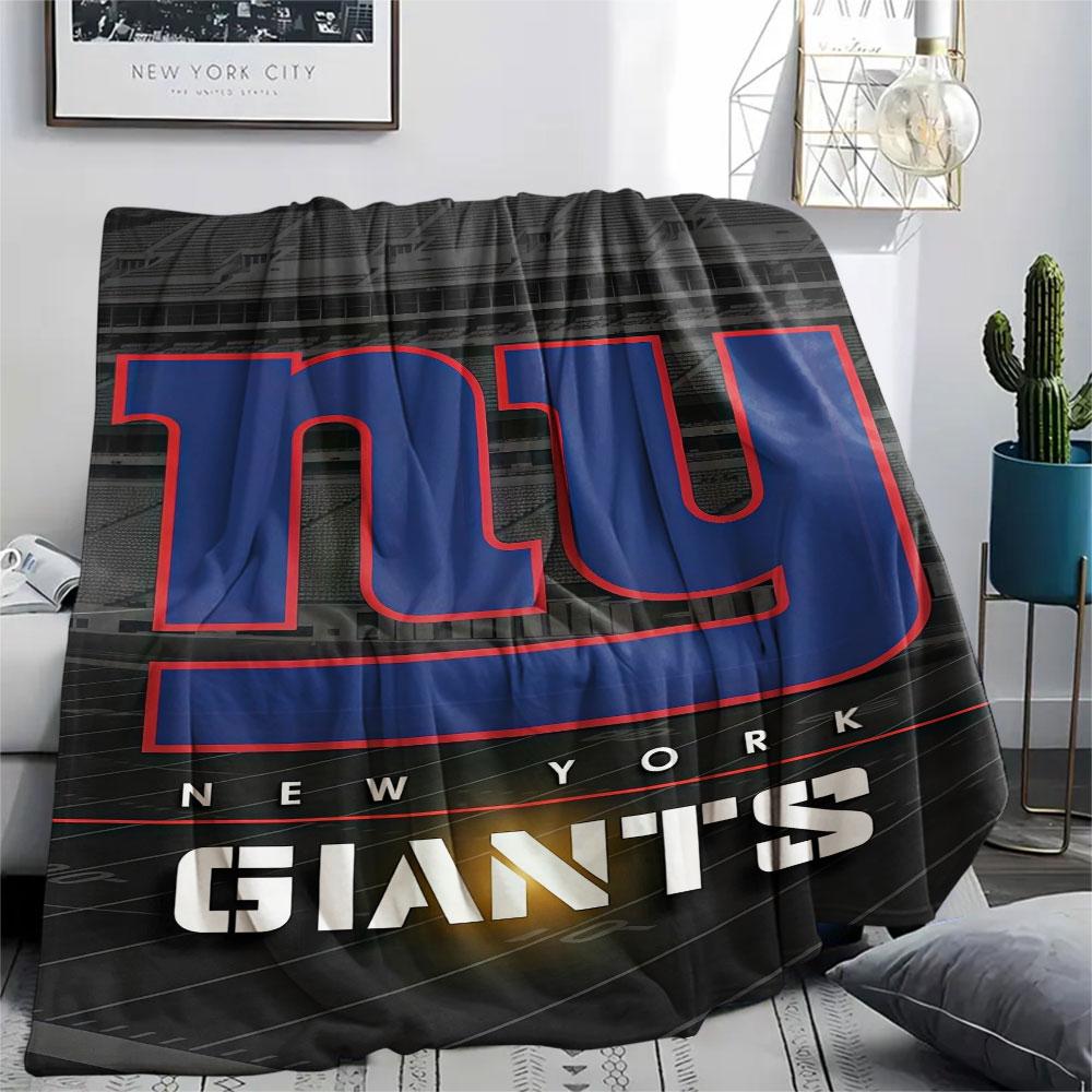 New York Giants Printed Flannel Blanket, soft throw for bedroom sofa, washable, fan merchandise, great gift.