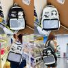 Classroom Backpack Lightweight Nylon With Letter Print And Transparent Layer Design For Teen Use