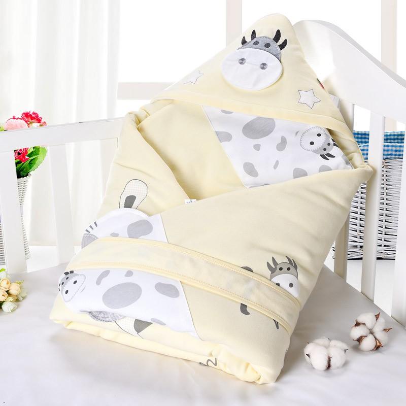 Newborn Cotton Swaddle Blanket Infants 0-12 Months Anti-startle Wrap Winter Thickened 90x90cm