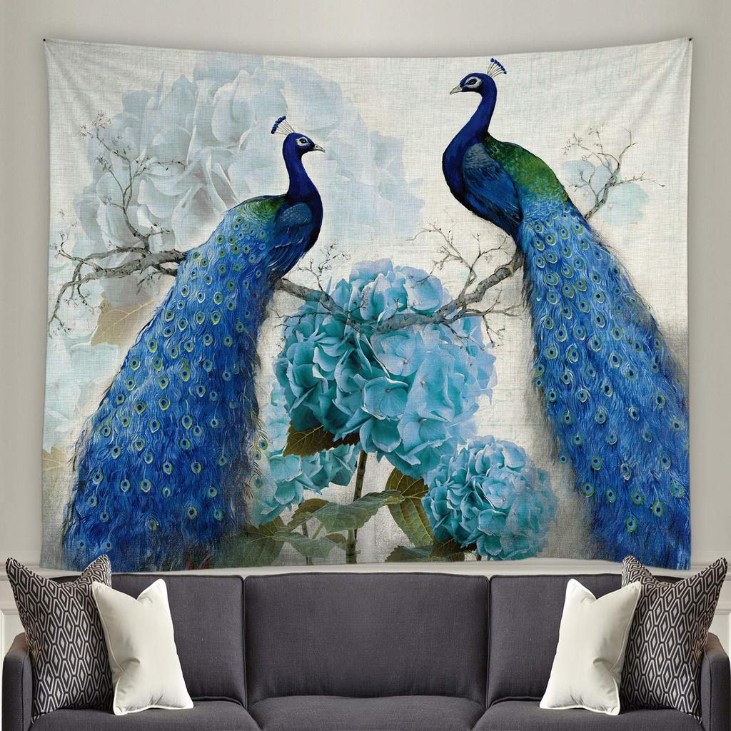 Peacock Tapestry Animal Feathers Vibrant Colors Birds Tapestry Summer Garden Wall Hanging Art for Bedroom Living Room Dorm Decor