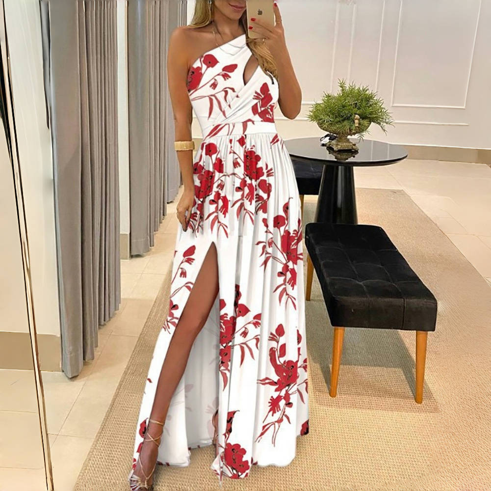 Šaty LYRIA Dámské Jaro/léto Odhalená ramena Výstřihy Potisk Rozparek Módní šaty Ležérní Vestidos