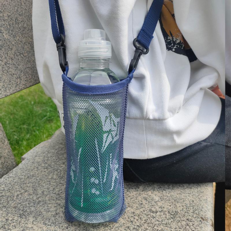 Water Bottle Holder Mesh Bottle Sling With Adjustable Shoulder Strap Kids Water Bottle Carrier Sleeve For Walking Outdoor Sports