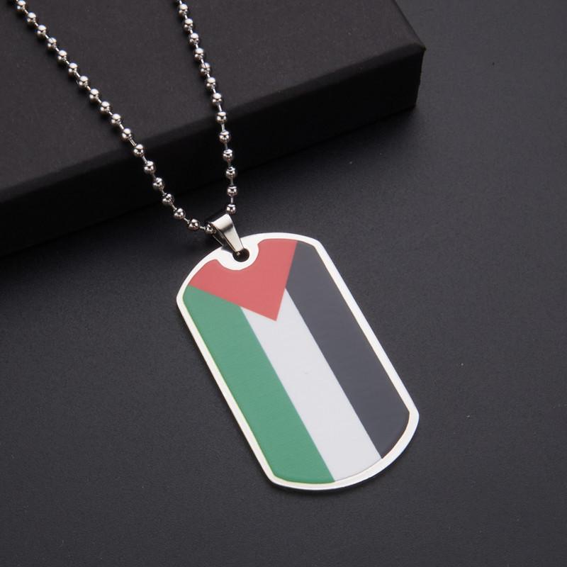 HNSP Stainless Steel Palestine Flag Pendant Necklace For Men Women Palestine Series  Accessories