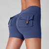Women's High Waist Peach Butt Yoga Shorts with Pocket - Quick-Dry, High Elastic Fitness Running Pants