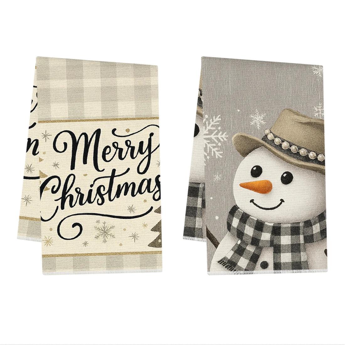 

2/4/6pcs set Kitchen Towels Merry Christmas Warm Brown Hand Towels Christmas Decorations for Home Noel Dish Towels Gifts 40x60cm