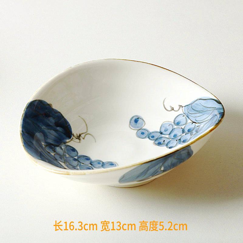 Ceramic Hand-Painted Cold Dish Bowl High-Looking Asymmetrical Japanese Food Bowl Plate for Hotel Ceramic Plate Dining plate 6.5 inch