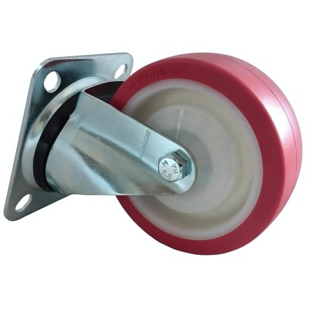 Swivel wheel, castor set, 100mm, 200kg, JPPU 1001 RED, polyurethane