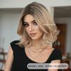 Synthetic Short Wavy Blond Wigs For Women Dark Roots Mid Split Hair Daily Party Costume Heat Resistant Fibre