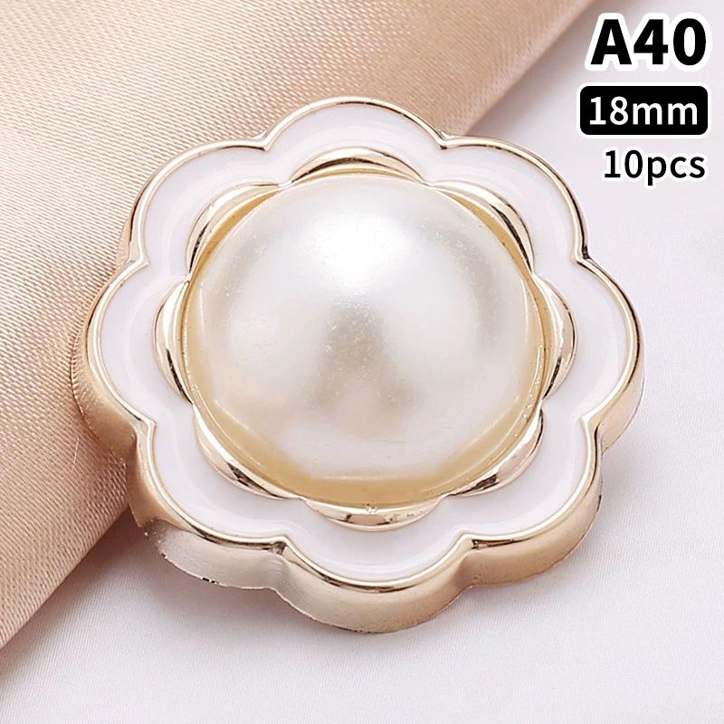 10 Stück 18/21/25mm Blume Perle Gold Kunststoff Schaft Knöpfe für Damen Bekleidung Jacke Pullover Nähzubehör Scrapbooking