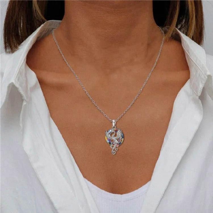 Modisch Bunter Kristall Phönix Anhänger Halskette Schmuck Farbige Halsketten