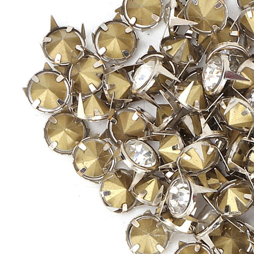 100pcs Crystal Inlay Decorative Metal Studs DIY Leather Craft Studs Leather Craft Decoration