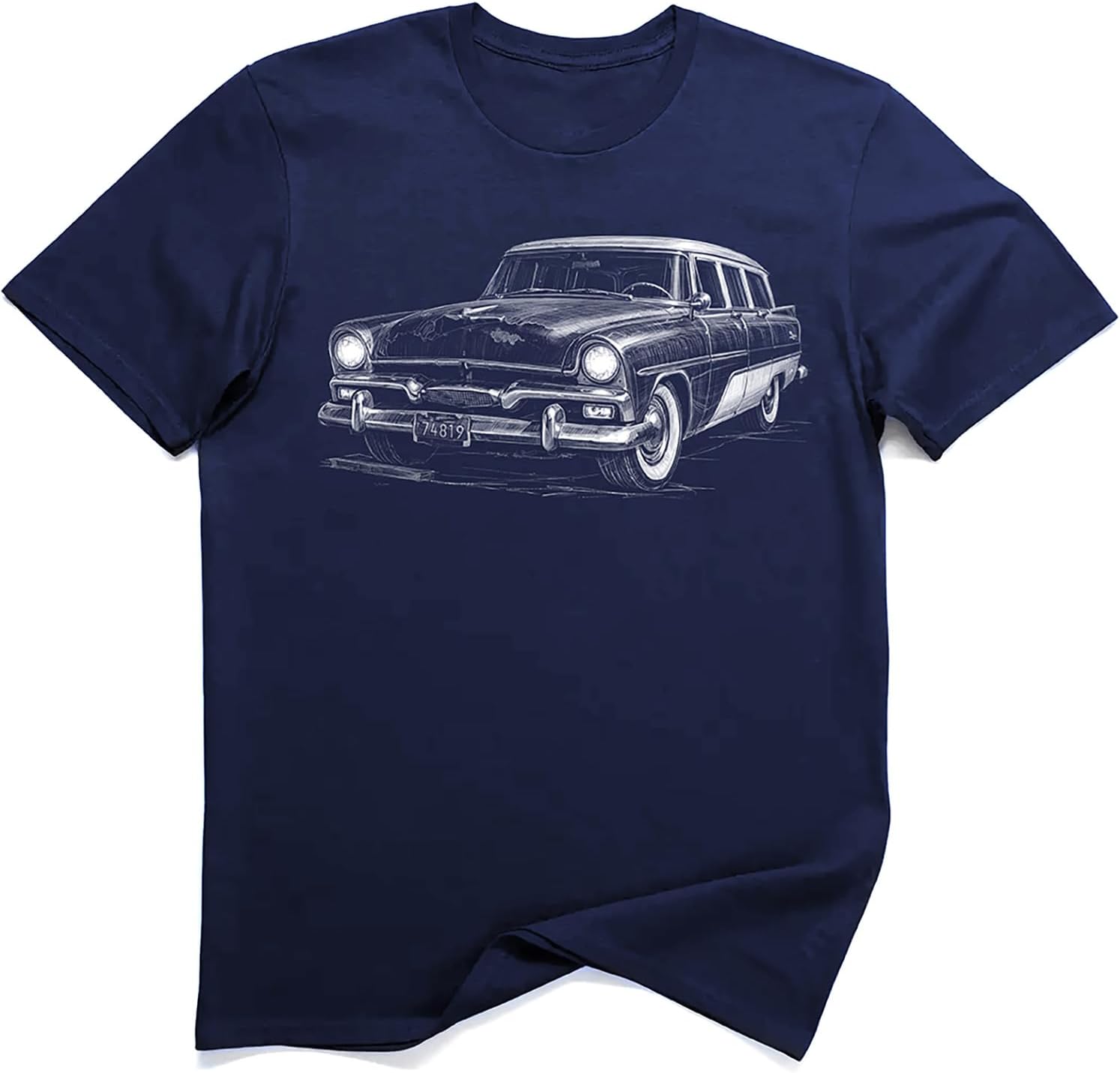 Classic 1950s American V8 Station Wagon Automotive Graphic T-Shirt S разноцветный