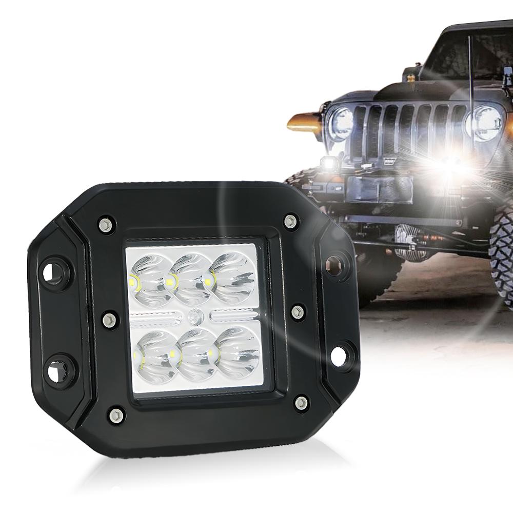 3 Inch Car Modified Off-road Vehicle LED Front Bumper Light Ceiling Light Can Be Embedded Fog Light 18W Square Car Work Light 1pc