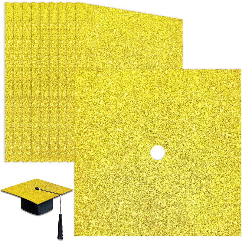 Graduation Cap Decorations Glitter Gold Cap Paper Self Adhesive Stickers for Graduation Cap Topper Diy Mortarboard Bachelors Hat
