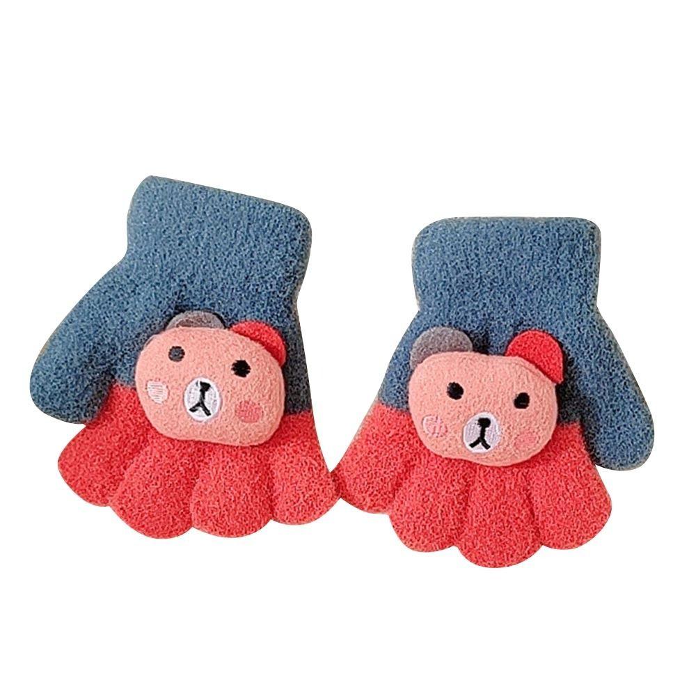 Cartoon Bear Children Full Fingers Gloves Five Finger Gloves Thickened For Boys and Girls Mittens