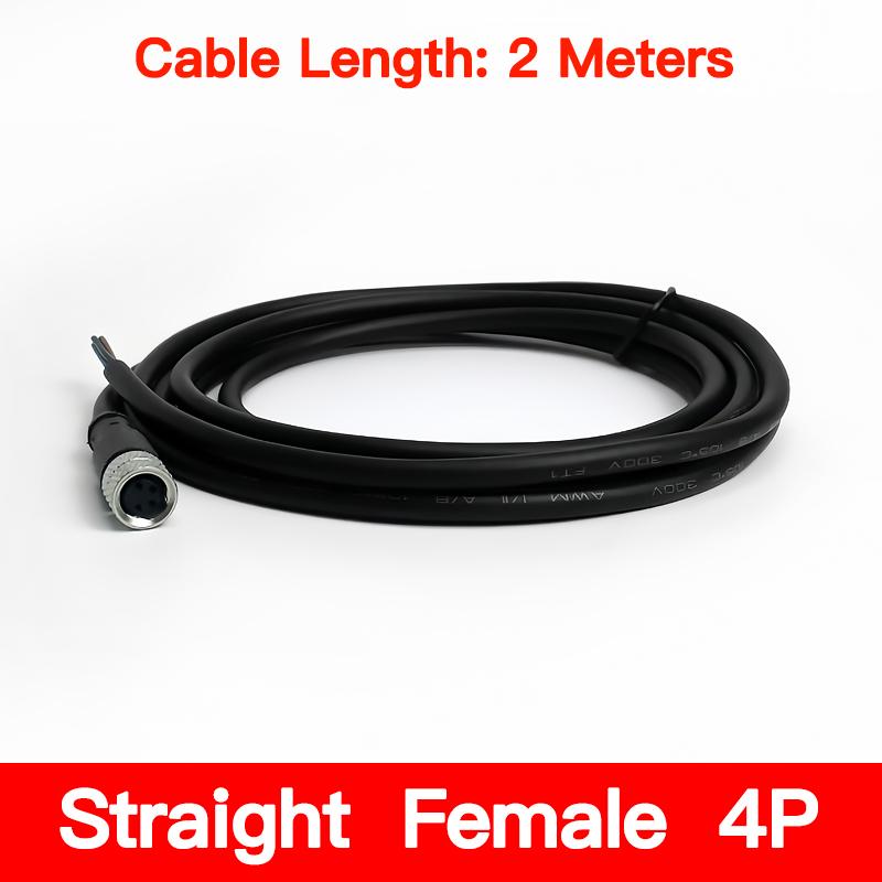 2Meters M8 Sensor Connector Male & Female, 3/4/5/6/8 Pin Waterproof Cable Plug, Integrated Injection Molding for Industrial Use