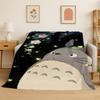 Classic T-Totoro Cartoon Cute Flannel Blanket Soft Warm Throw Blanket for Bedroom Living Room Bed Travel Camping Picnic Kid