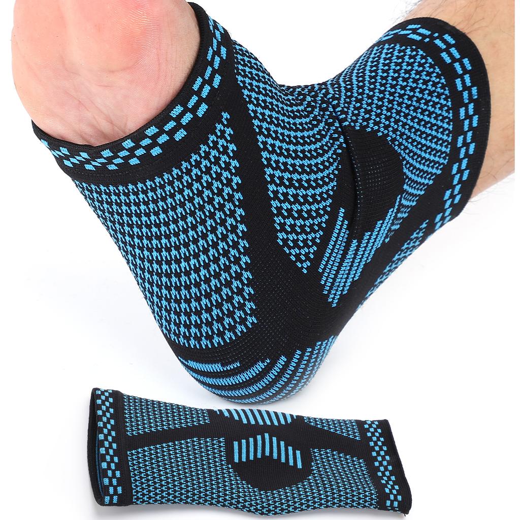 Ankle Brace Nylon Stretch Knit Lightweight Breathable Blue Ankle Bandage Wrap for Men Women Sports Foot